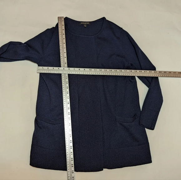 Banana Republic  Wool Blend Open Front Knit Navy Long Cardigan Woman's Medium - Picture 4 of 9
